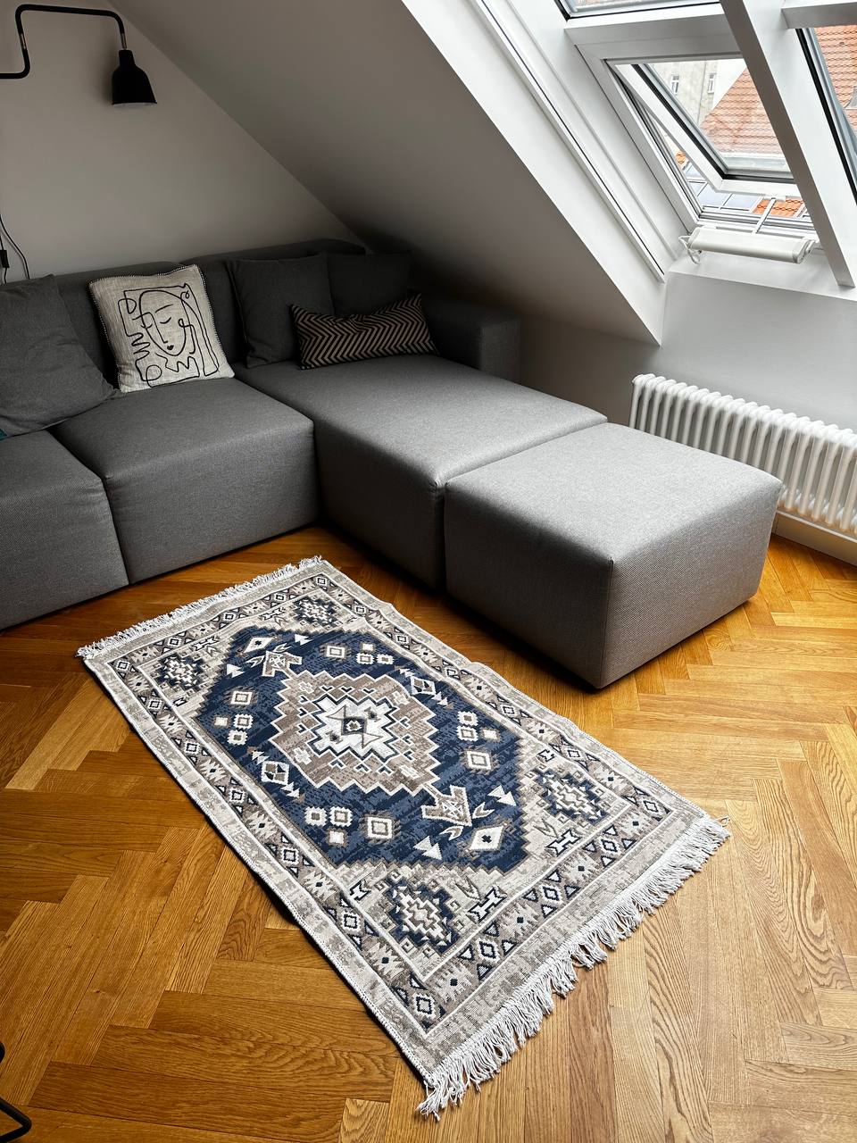 Reversible flat-weave rug Atlas Blue
