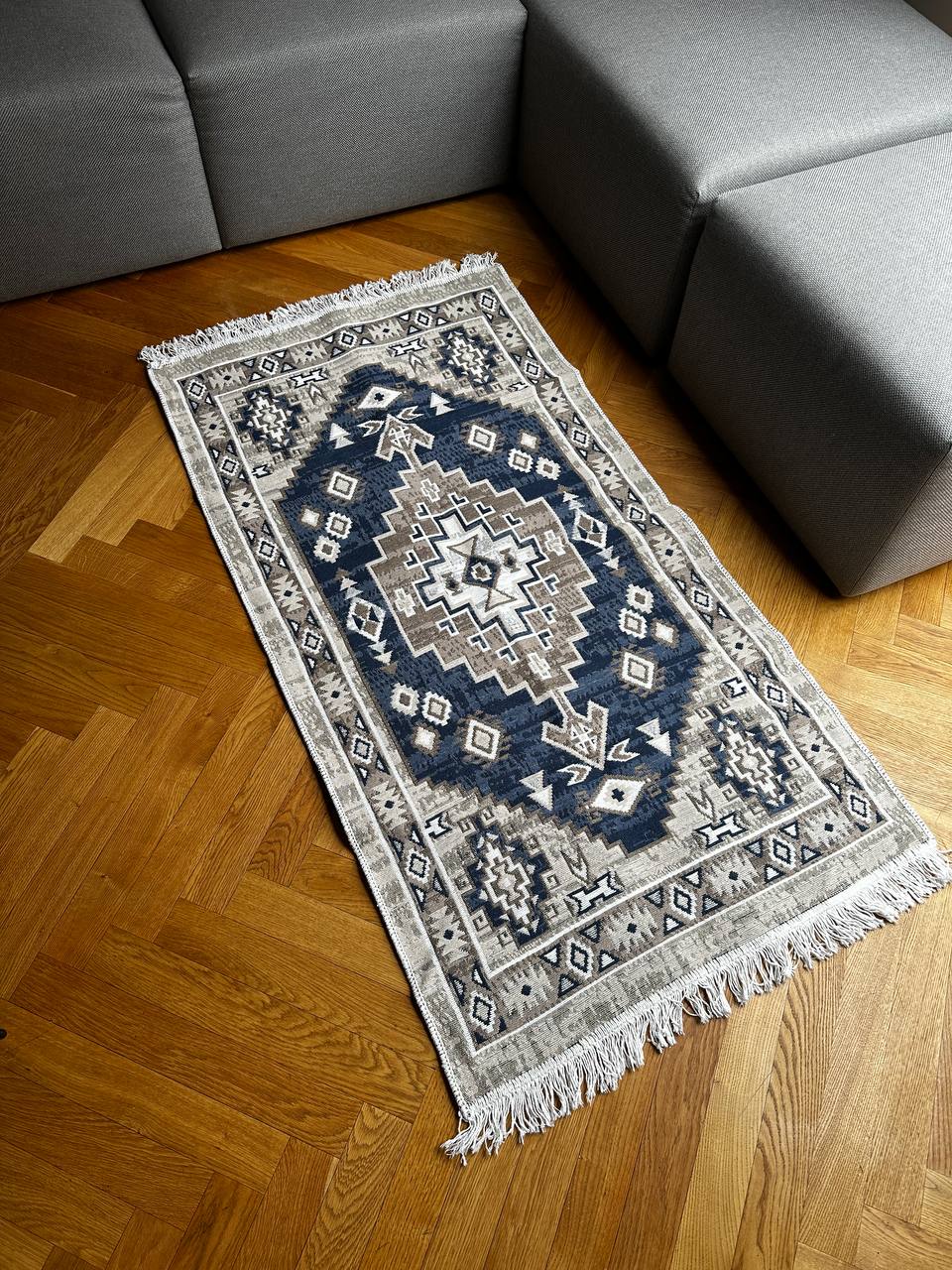 Reversible flat-weave rug Atlas Blue