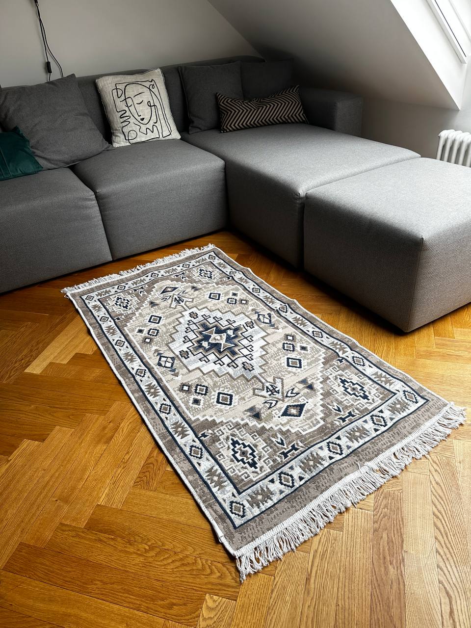 Reversible flat-weave rug Atlas Blue