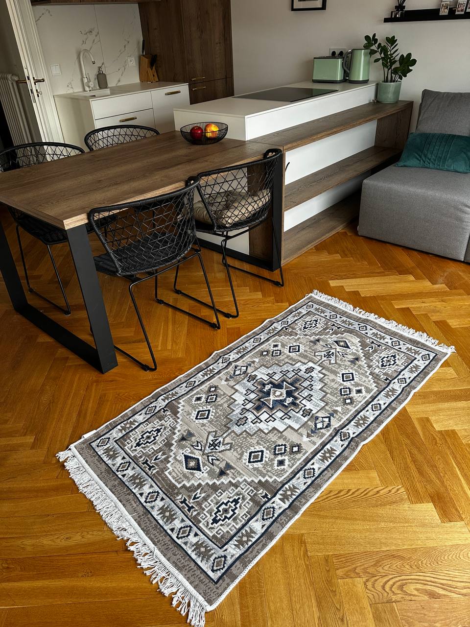 Reversible flat-weave rug Atlas Blue