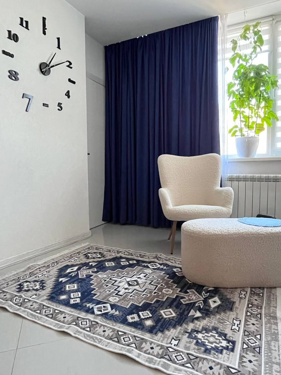 Reversible flat-weave rug Atlas Blue