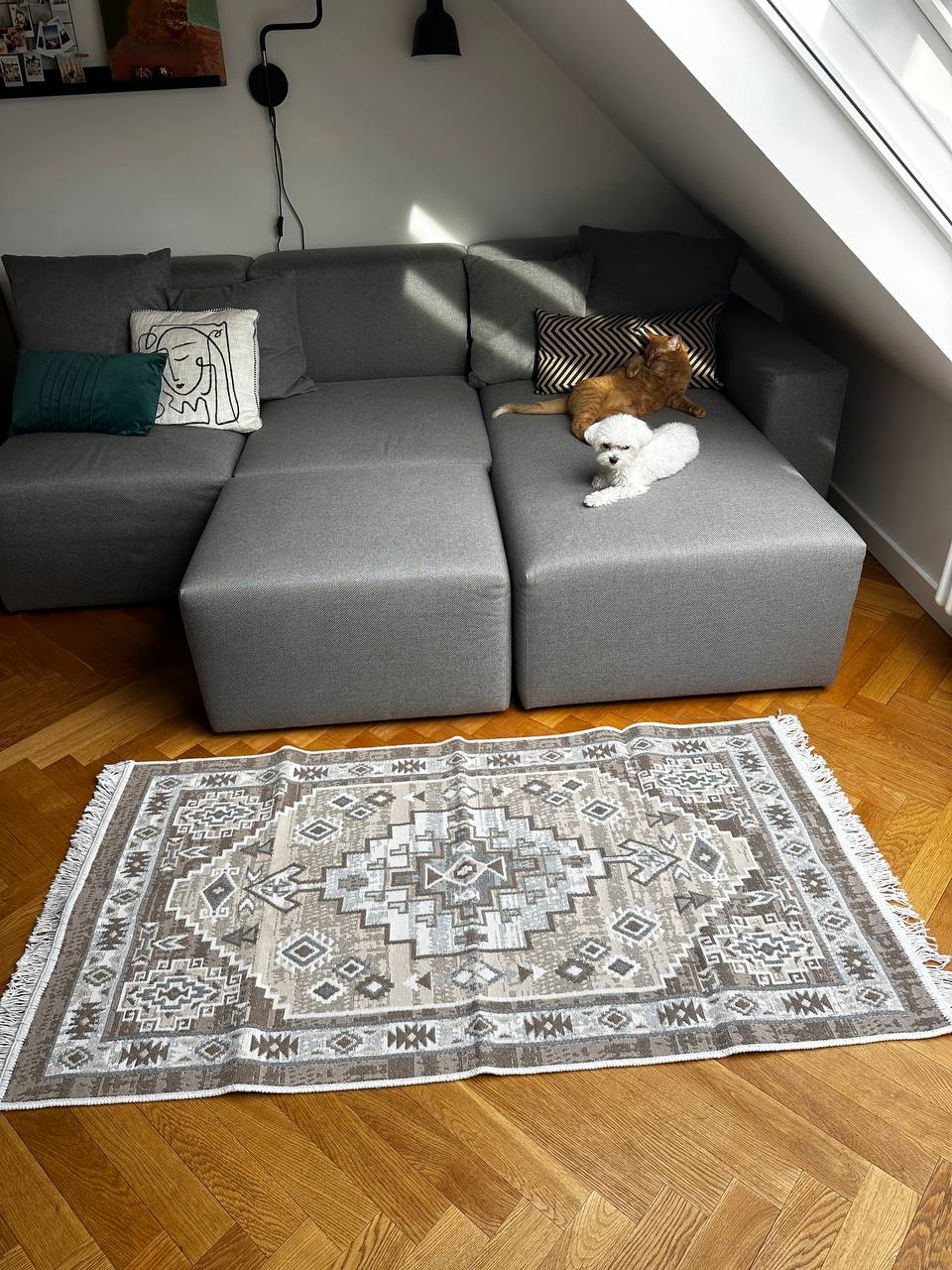 Double-sided flatweave rug Atlas Grey