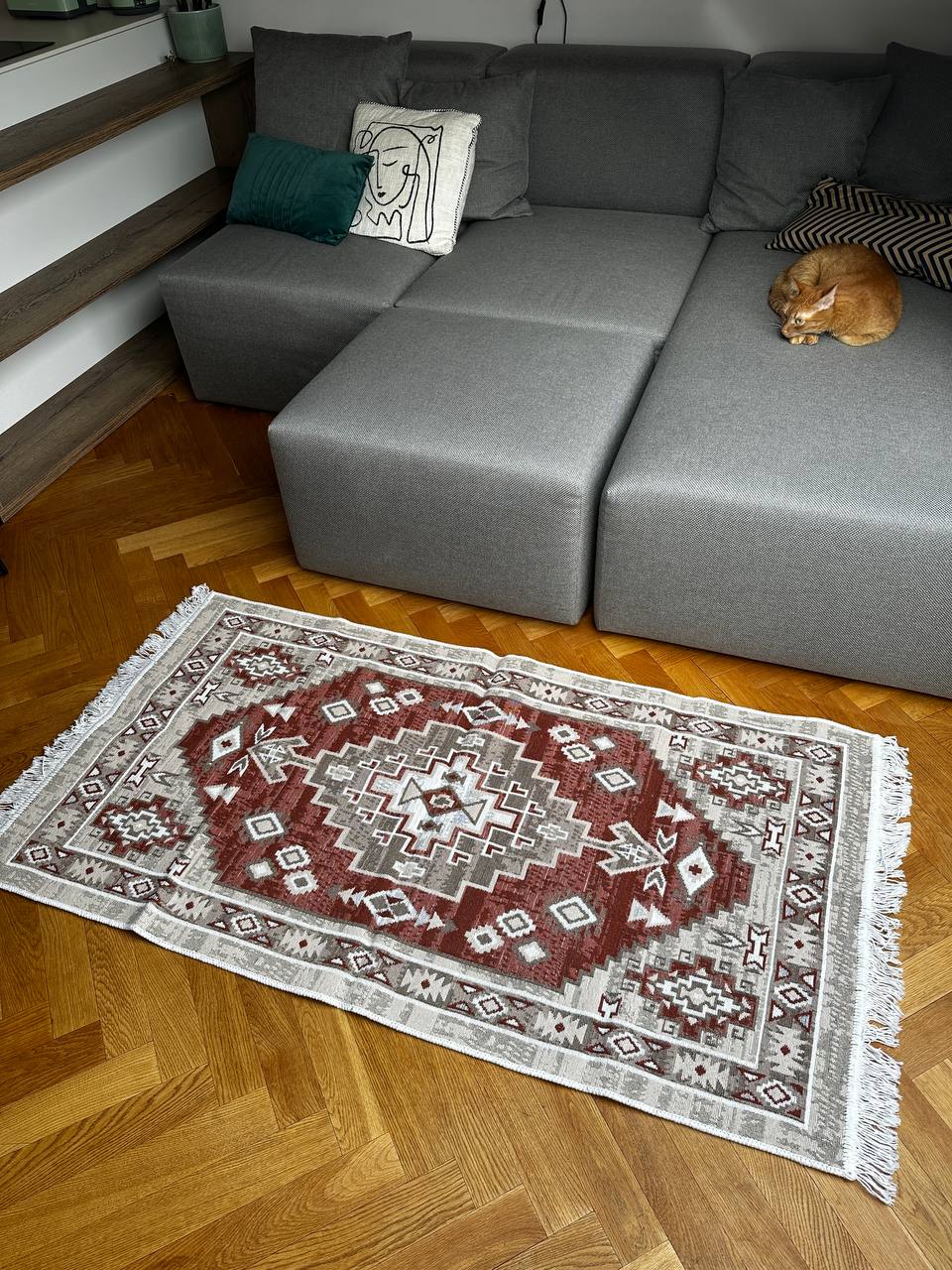 Reversible flat-woven rug Atlas Terra