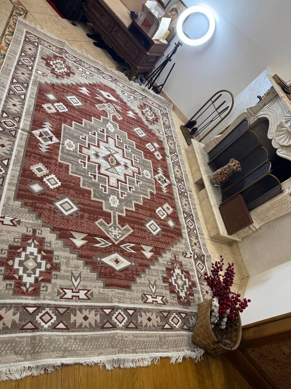 Reversible flat-woven rug Atlas Terra