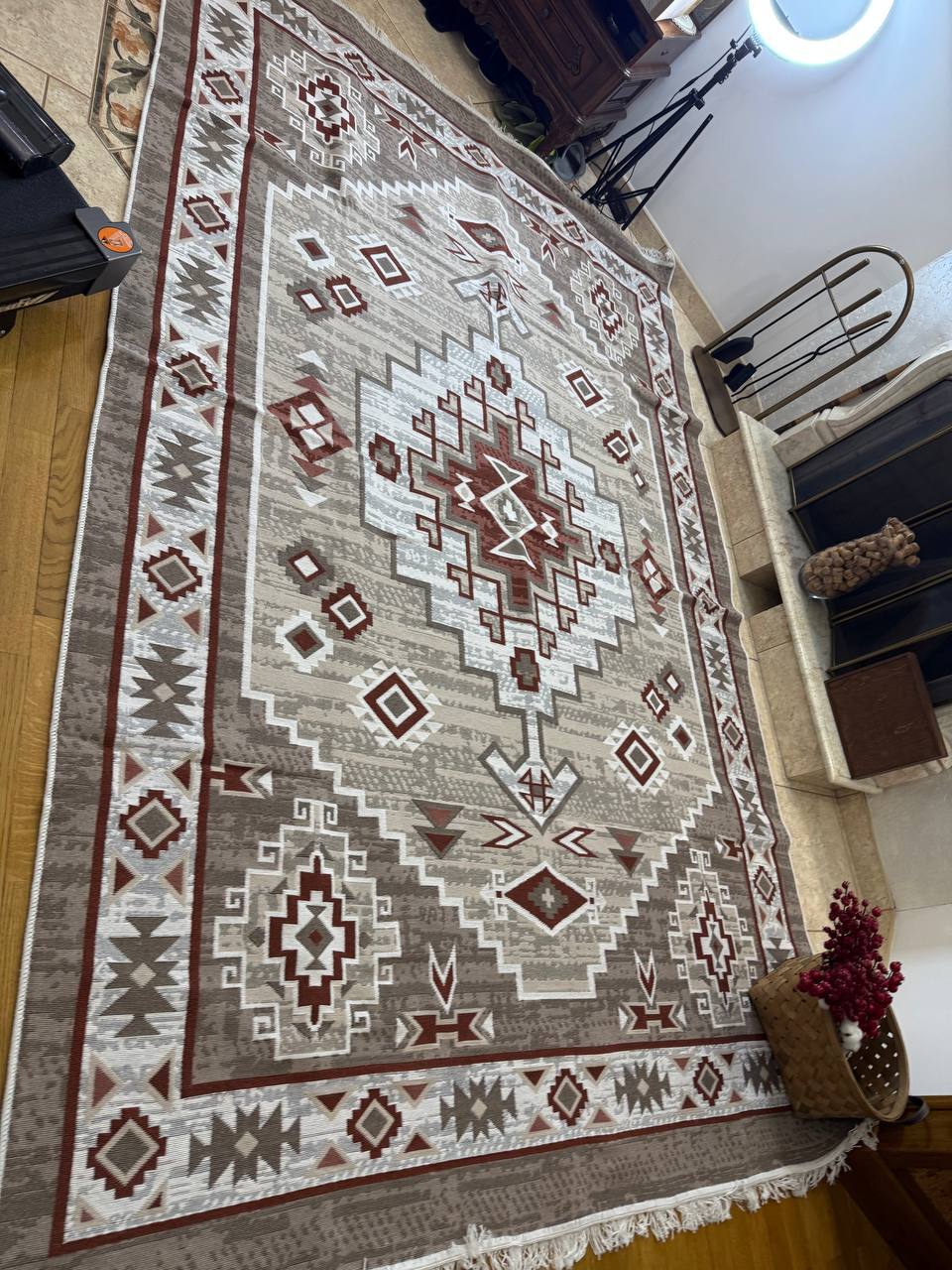 Reversible flat-woven rug Atlas Terra