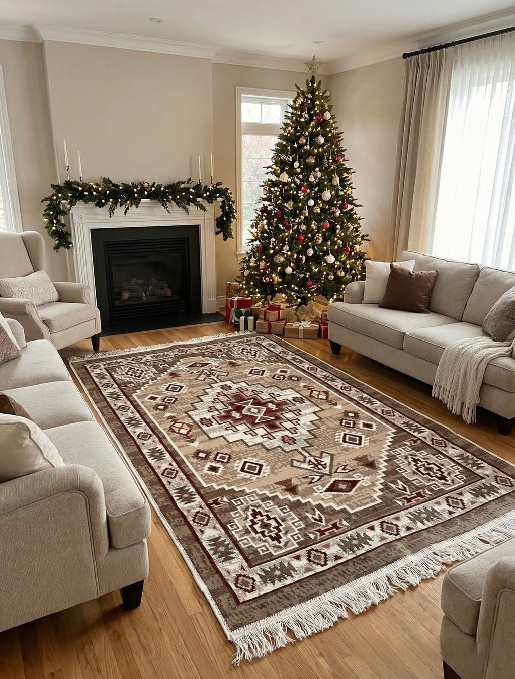Reversible flat-woven rug Atlas Terra