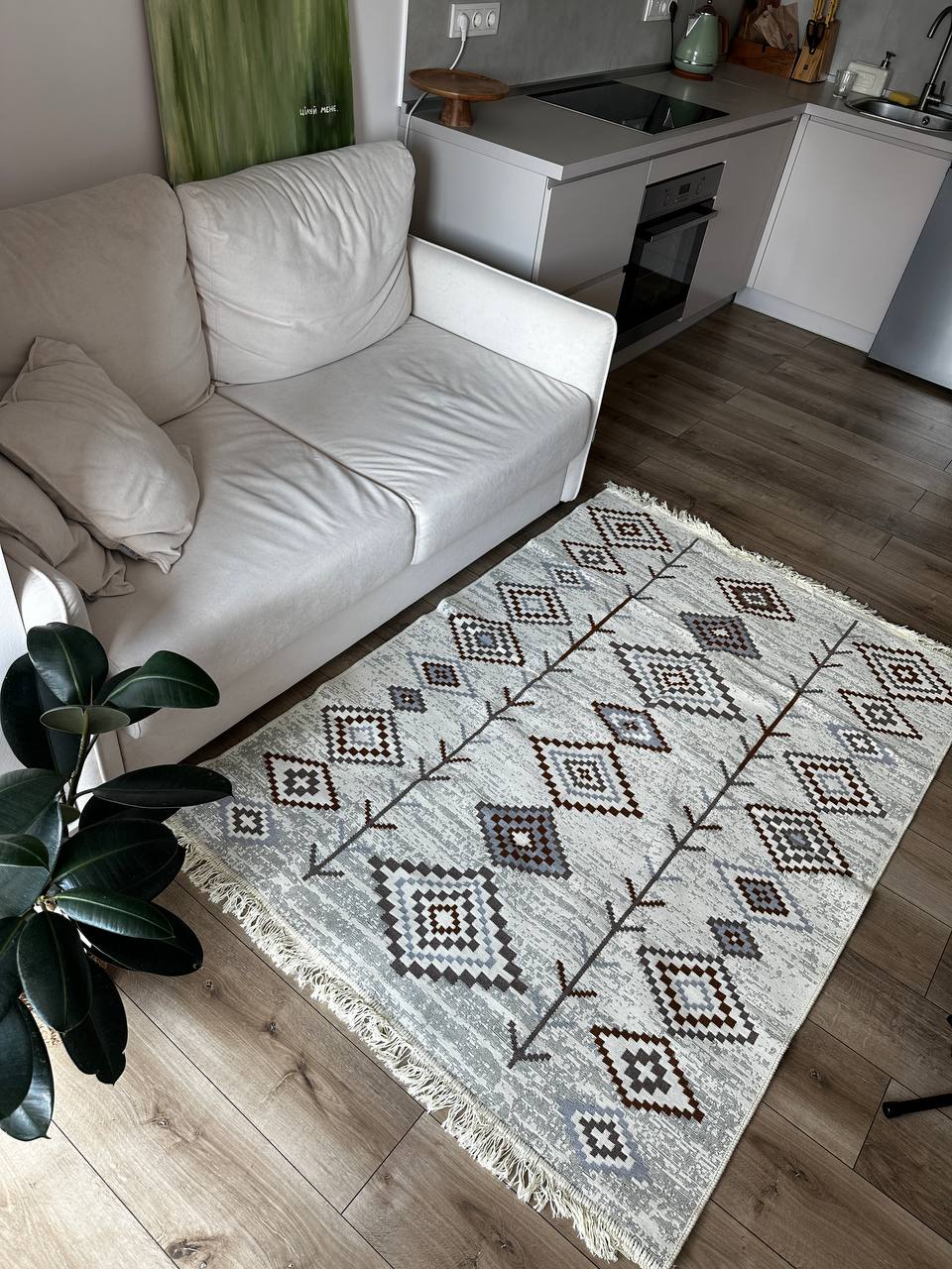 Oboustranný koberec bez vlasu Hutsul Mocca