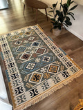 Double-sided flatweave rug Cross Green