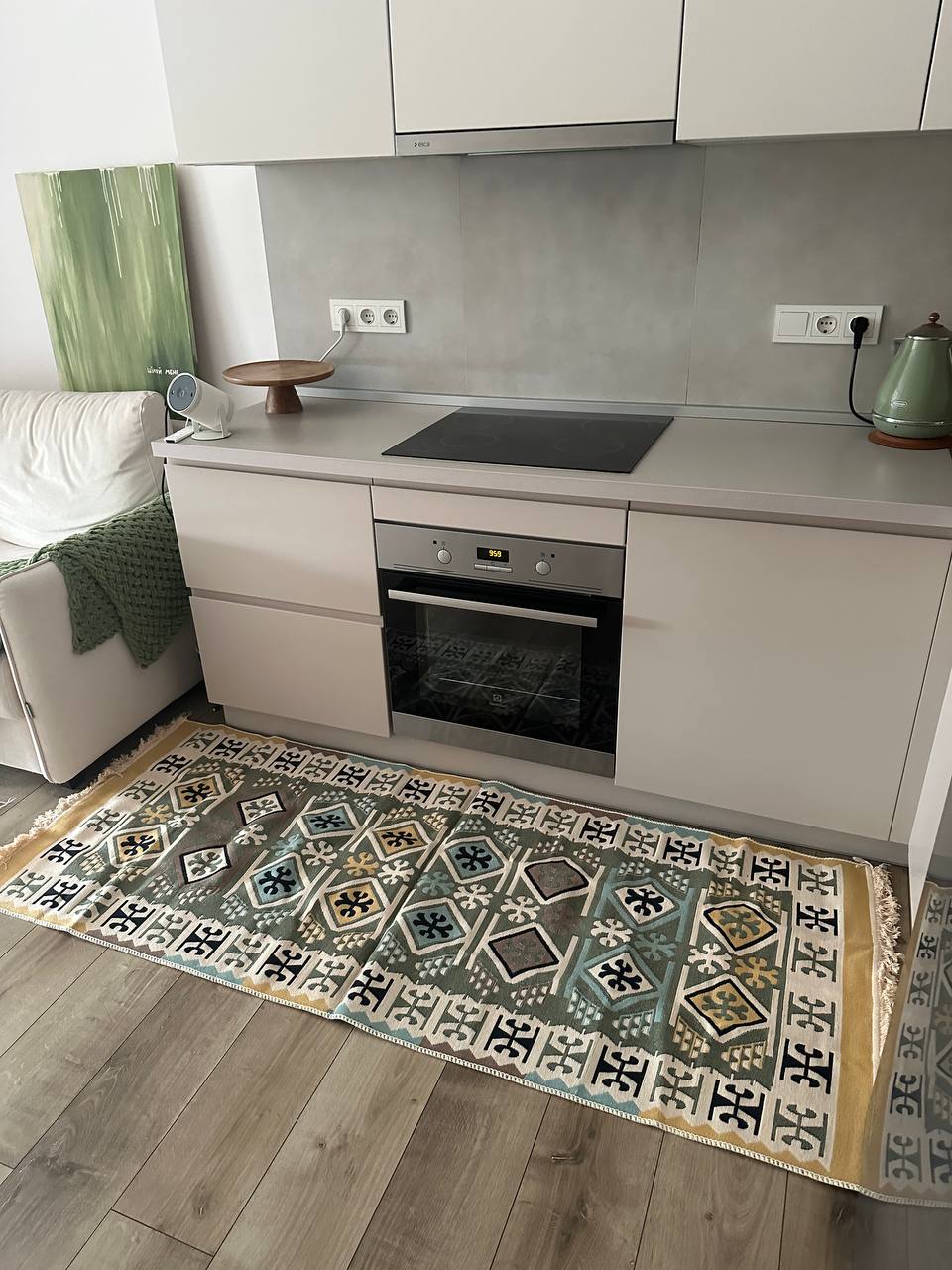 Double-sided flatweave rug Cross Green