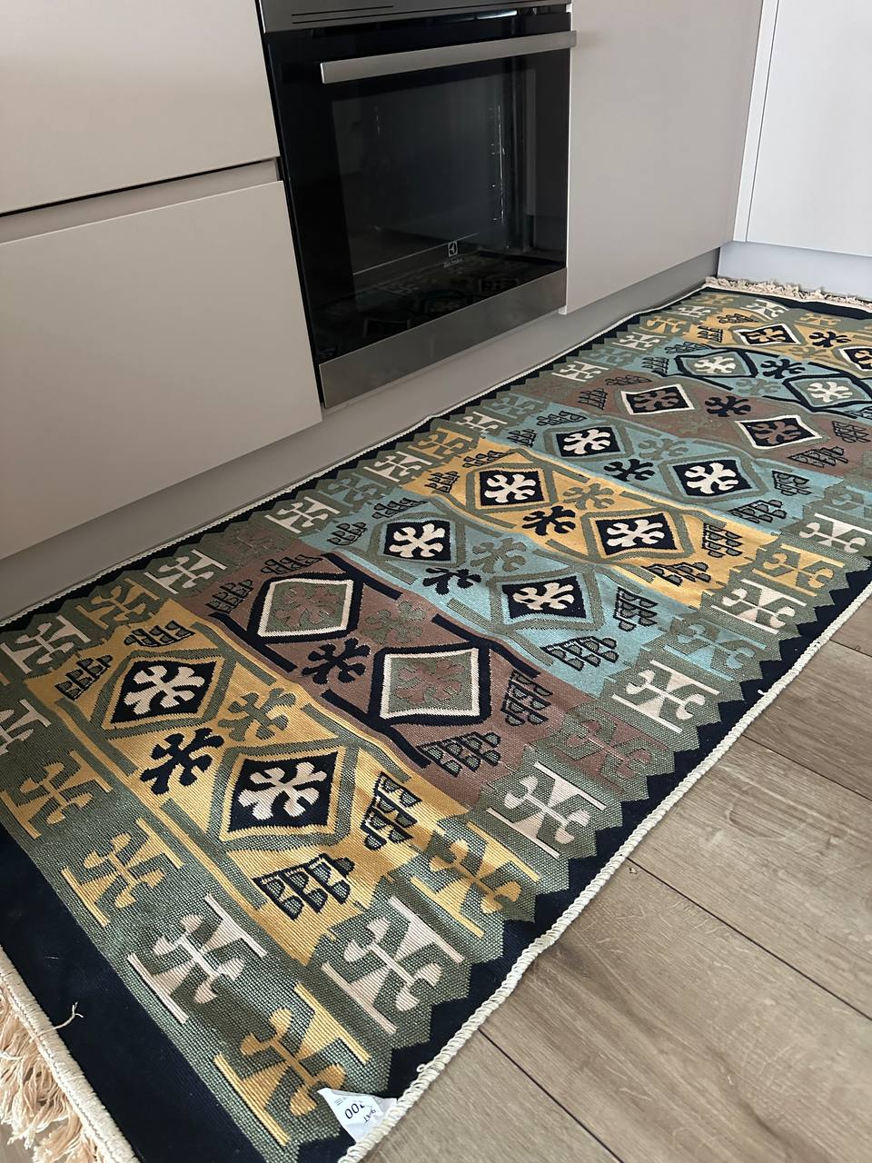 Double-sided flatweave rug Cross Green