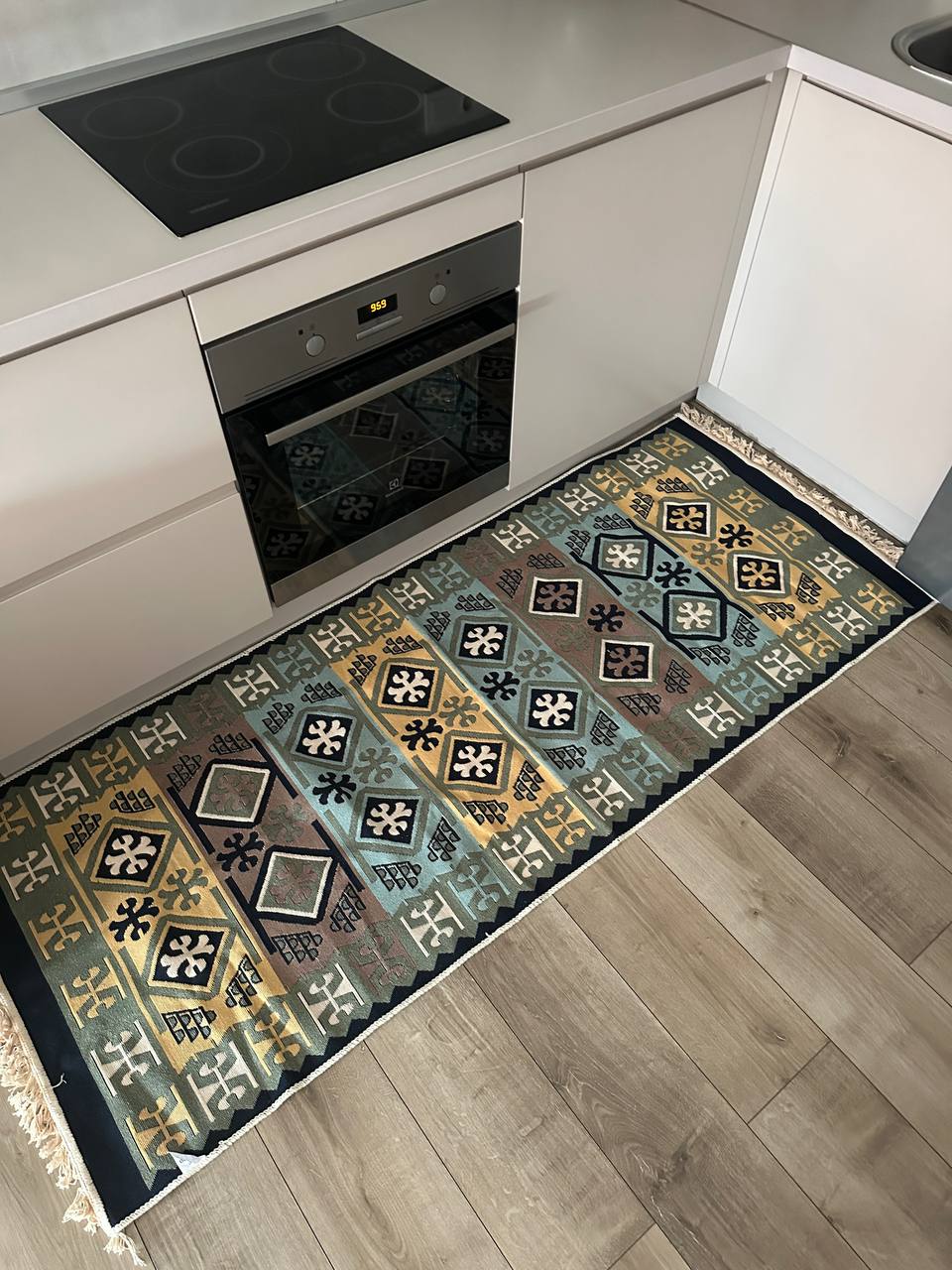Double-sided flatweave rug Cross Green
