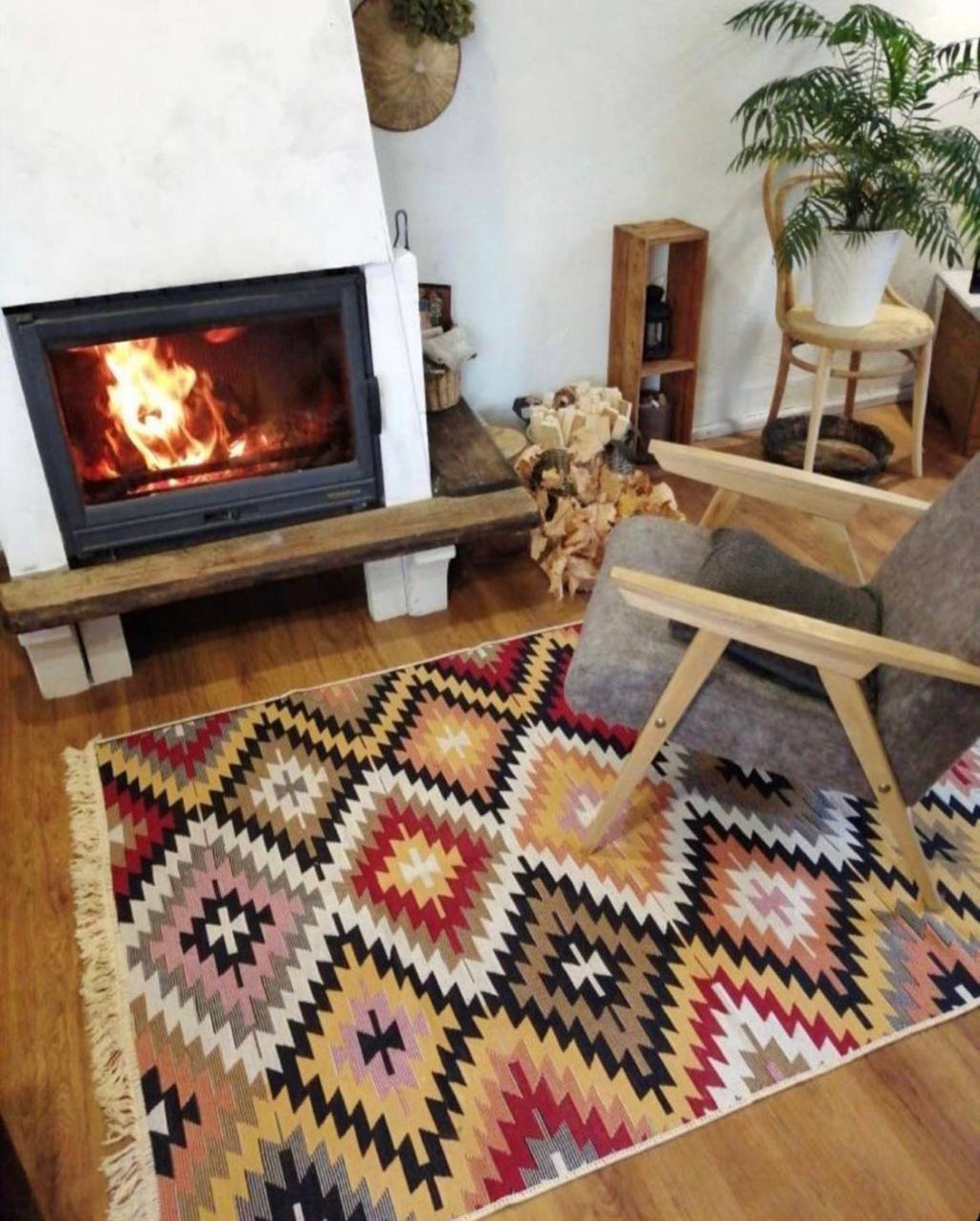 Oboustranný koberec bez vlasu Zigzag Red