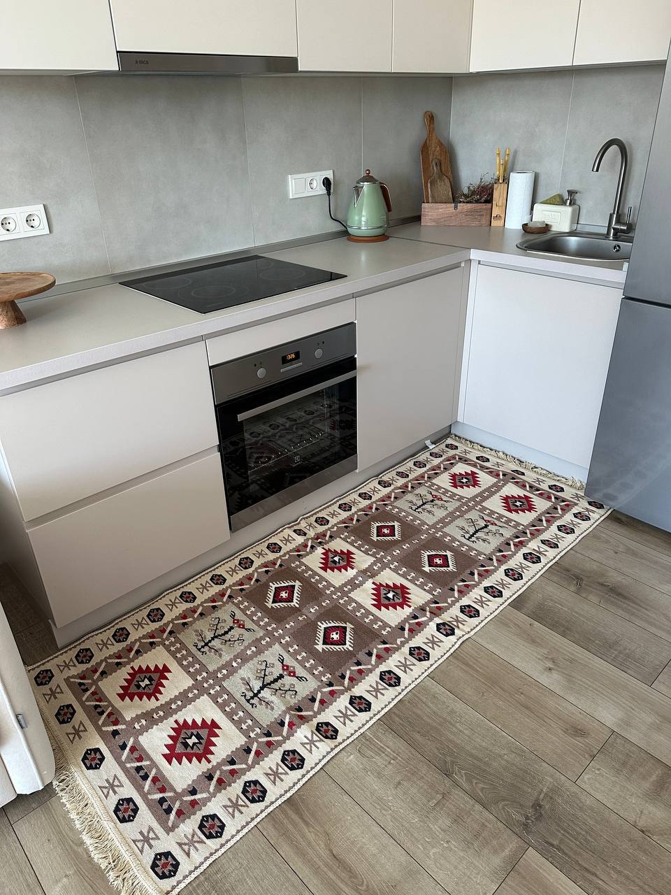 Reversible flat-weave rug Ethno Red