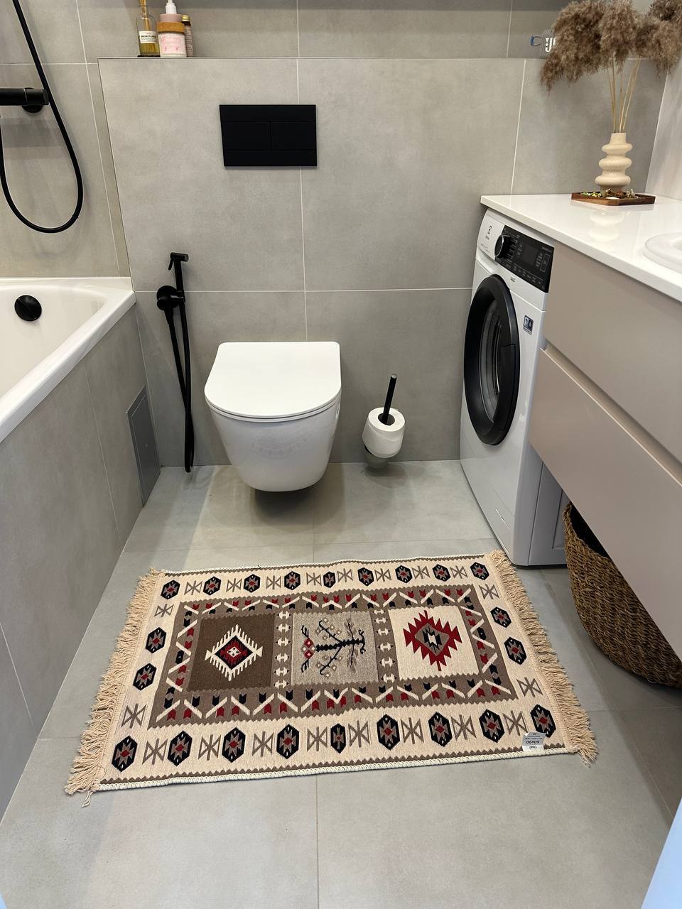 Reversible flat-weave rug Ethno Red