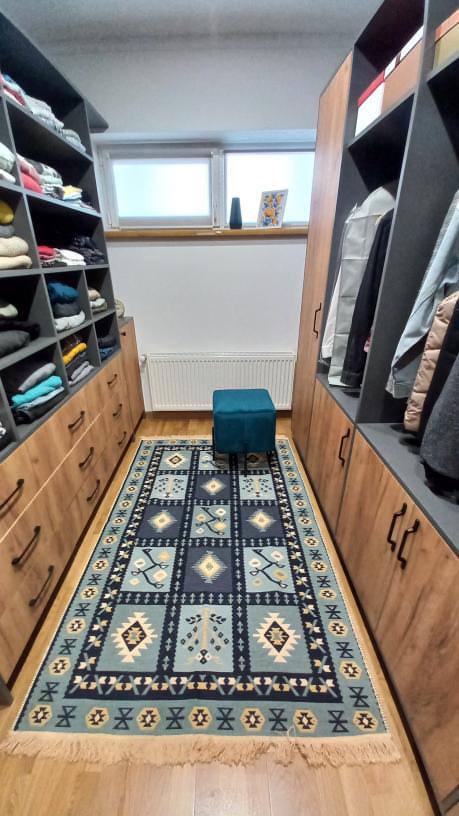 Double-sided flat-woven rug Ethno Blue