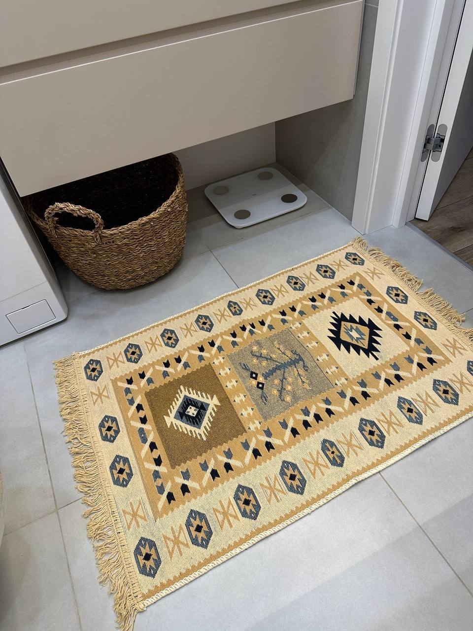 Double-sided flat-woven rug Ethno Blue