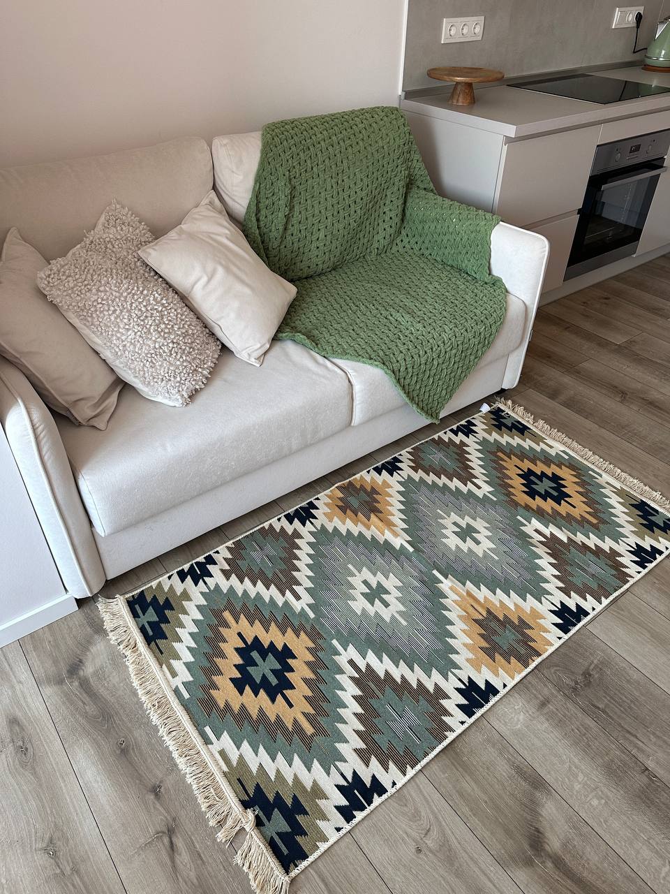 Oboustranný koberec bez vlasu Zigzag Green