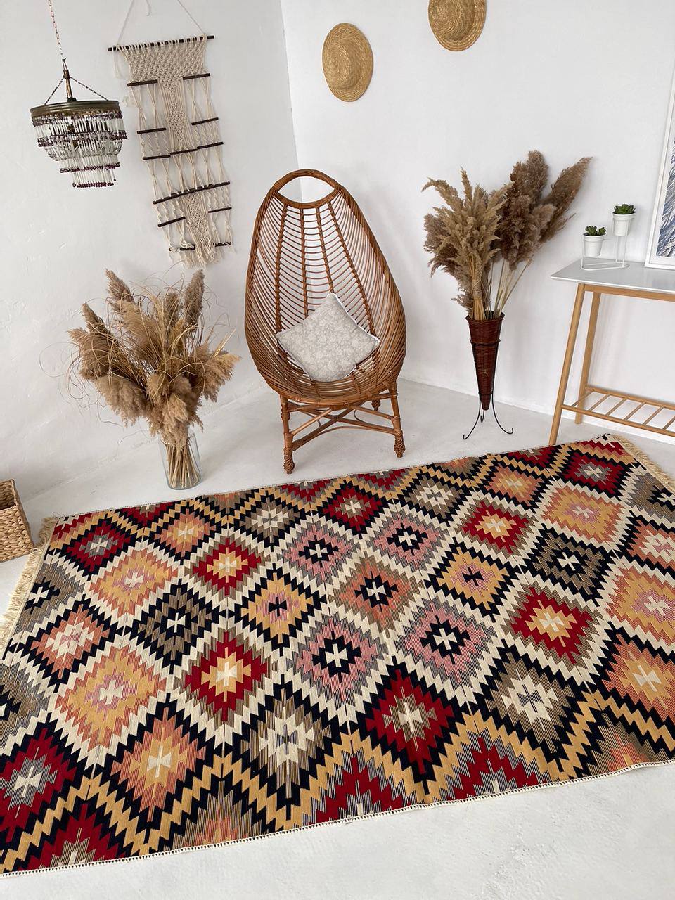 Oboustranný koberec bez vlasu Zigzag Red