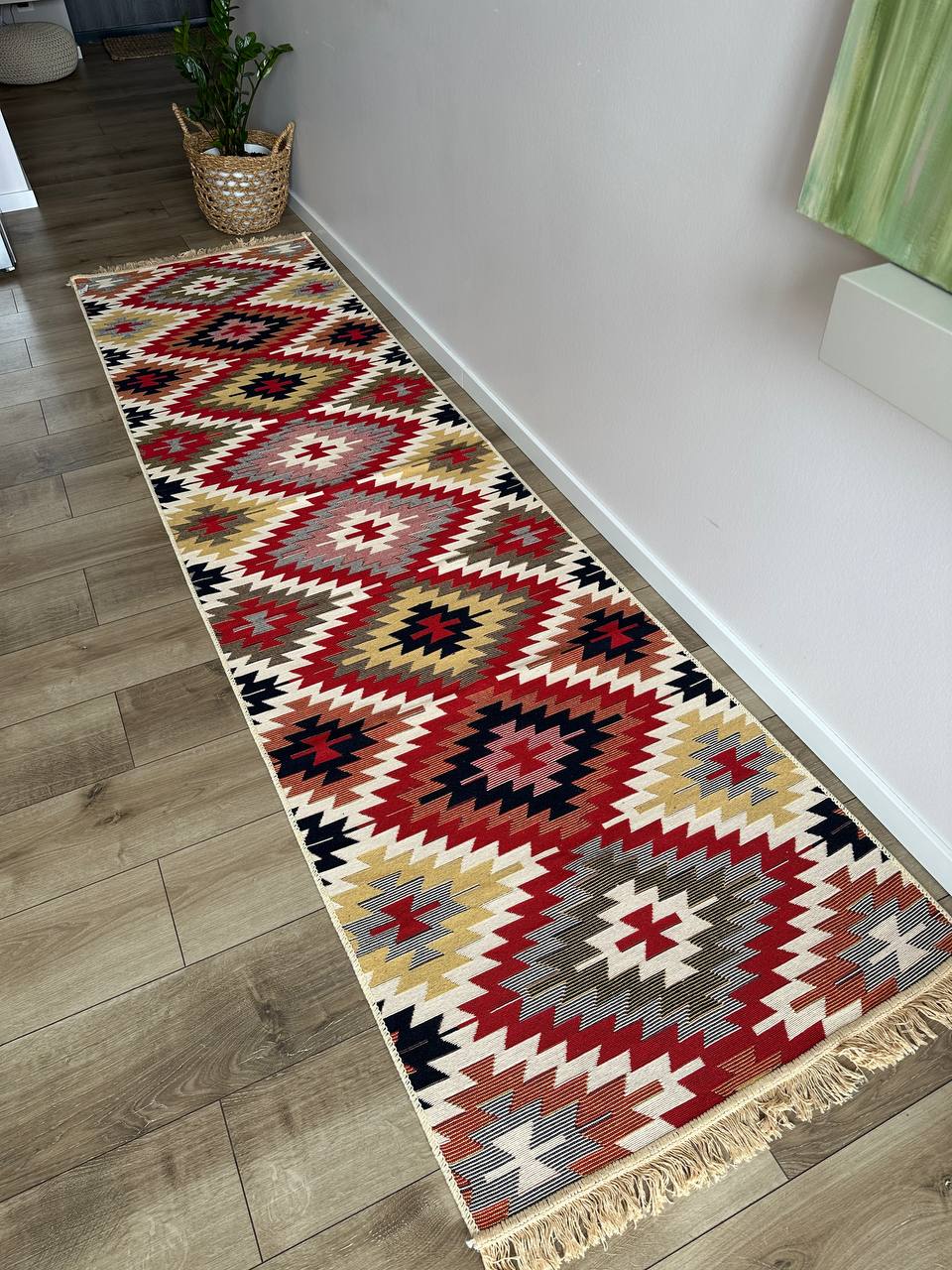 Oboustranný koberec bez vlasu Zigzag Red