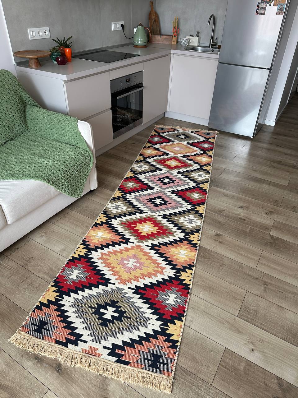 Oboustranný koberec bez vlasu Zigzag Red