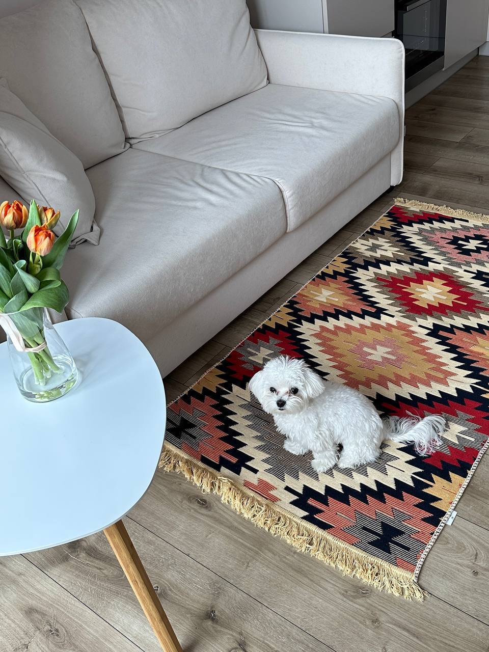 Oboustranný koberec bez vlasu Zigzag Red