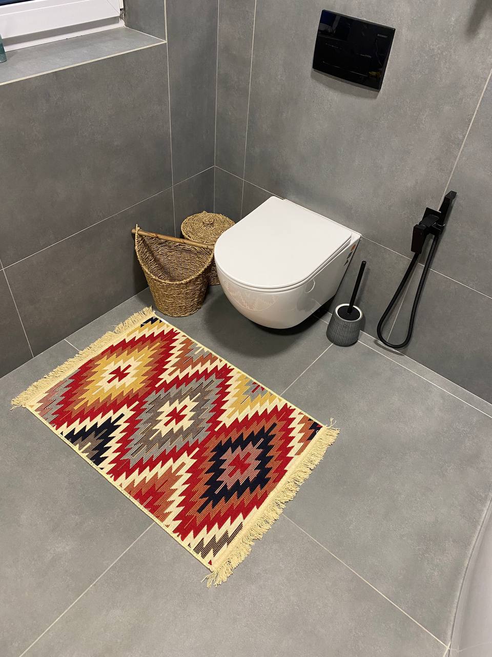 Oboustranný koberec bez vlasu Zigzag Red