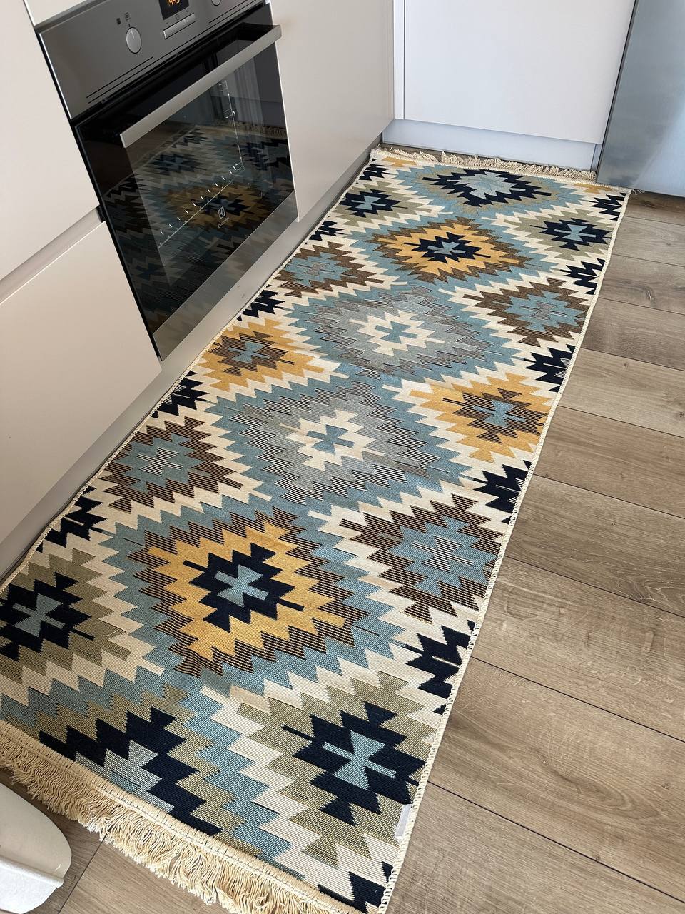 Oboustranný koberec bez vlasu Zigzag Blue