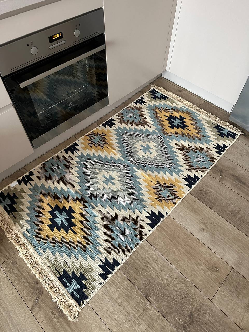 Oboustranný koberec bez vlasu Zigzag Blue
